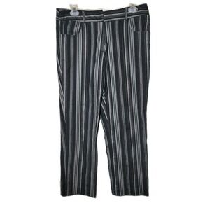 Talbots Stretch Striped Pants 10 Black Office Work  Cropped Capris Minimal